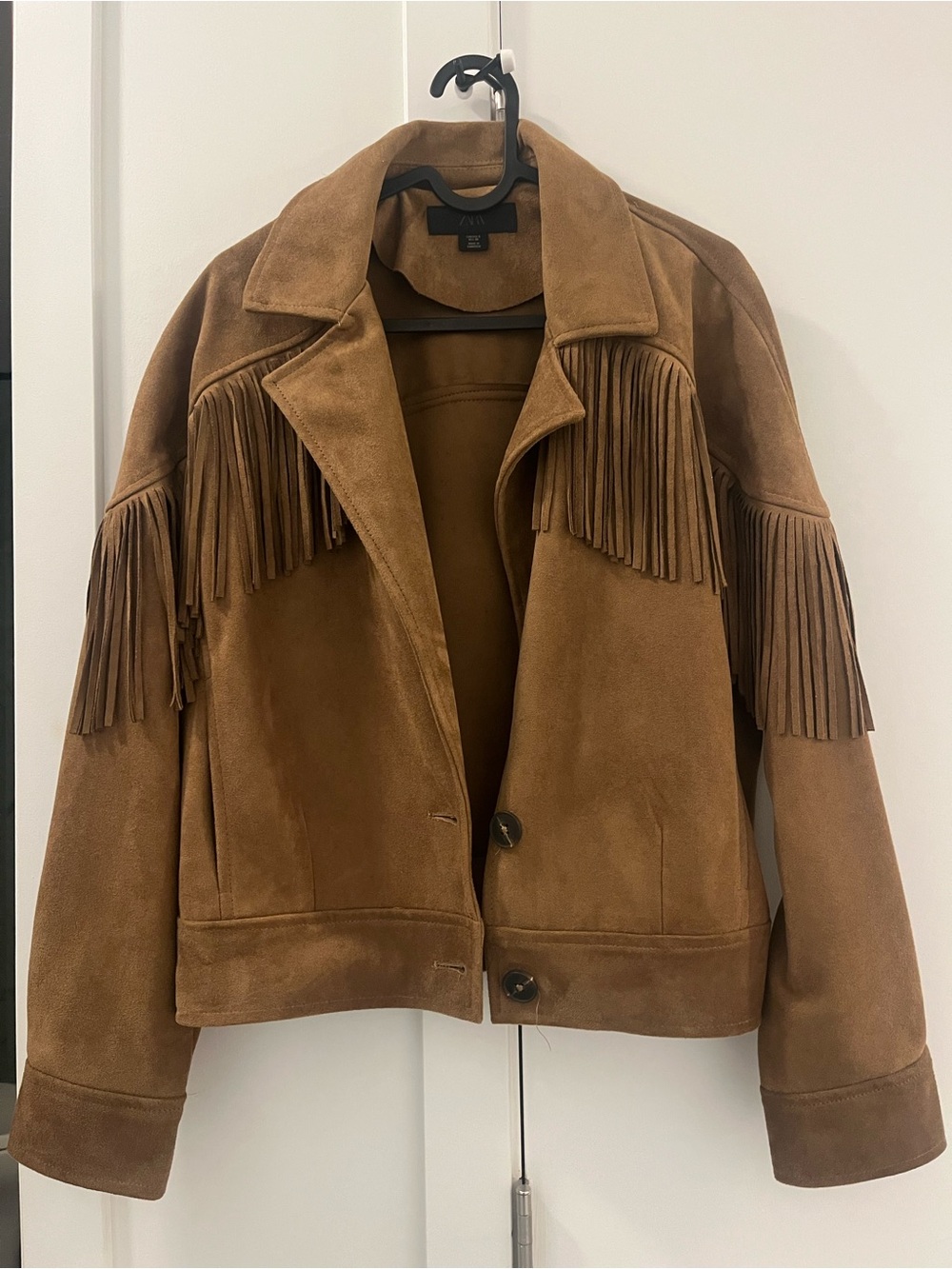 Zara Fringe Suede Jacket - Brown